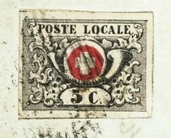 1850: 5 C. tiefschwarz, Waadt 5, voll- bis überrandig mit 3 ...