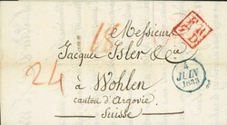 Vorphilatelie 1833, Brief aus Paris mit rot gefasstem FR 7D, rechts ...