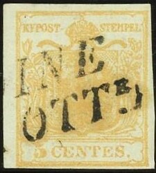 Lombardei/Venetien: 5 C. ockergelb, Type I, sauber vollrandig, ...