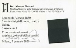 Lombardei/Venetien: 5 C. ockergelb, Type I, sauber vollrandig, ...