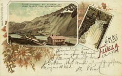 1900: Edelweiss-Litho (C. Künzli) „Gruss vom Flüela“ mit ...