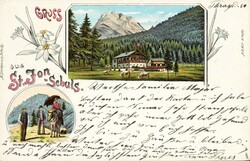 1901: Edelweiss-Litho „Gruss aus St.Jon-Schuls“, eher seltene ...