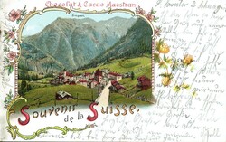 1902: Werbe-Litho Chocolat&amp;Cacao Maestrani, Souvenir de la Suisse ...