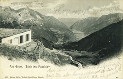 1910: sw. Karte Alp Grüm - Blick ins Puschlav; violetter ...