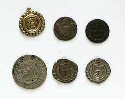 Lot mit 5 Basler Münzen und einem Anhänger (Replika); Assis 1695, ...