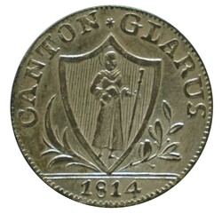 Glarus 1814: 3 Schilling (entsprachen 9 Rp.), unz. in sehr guter ...