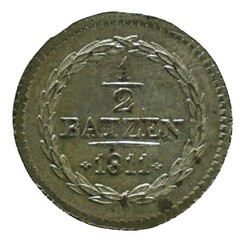 Nidwalden 1811: ½ Batzen in guter Erhaltung, mit Kaufbeleg; Kat: 750 ...