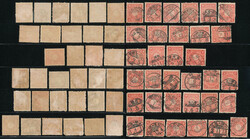 Japan: 1899-1907 Chrysanthemum 3s Stamps, group of thirty three, tied ...