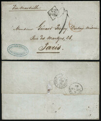 1861.10 (October) Folded Entire Cover to Paris via Marseilles, ...