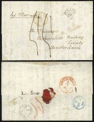 1866.05.06 (May 6) Folded Entire Cover from Shanghai to Amsterdam via ...