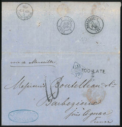 1868 (19 May) Entire Letter from Nagasaki, Japan to France (27.7), ...