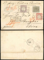 1872.02.01 (February 1) Folded Entire Cover from Germany to Shanghai, ...