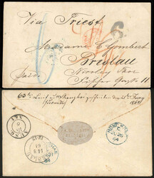 1864.06.21 (June 21) Cover to Breslau Prussia via Trieste, sent ...