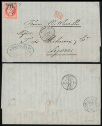 1869.09.02 (September 2) Folded Entire Letter to Lyon via Marseilles, ...