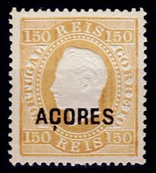 Reprints Azores 1885 * 1879-80 D. Luis straight ribbon, new colors. ...
