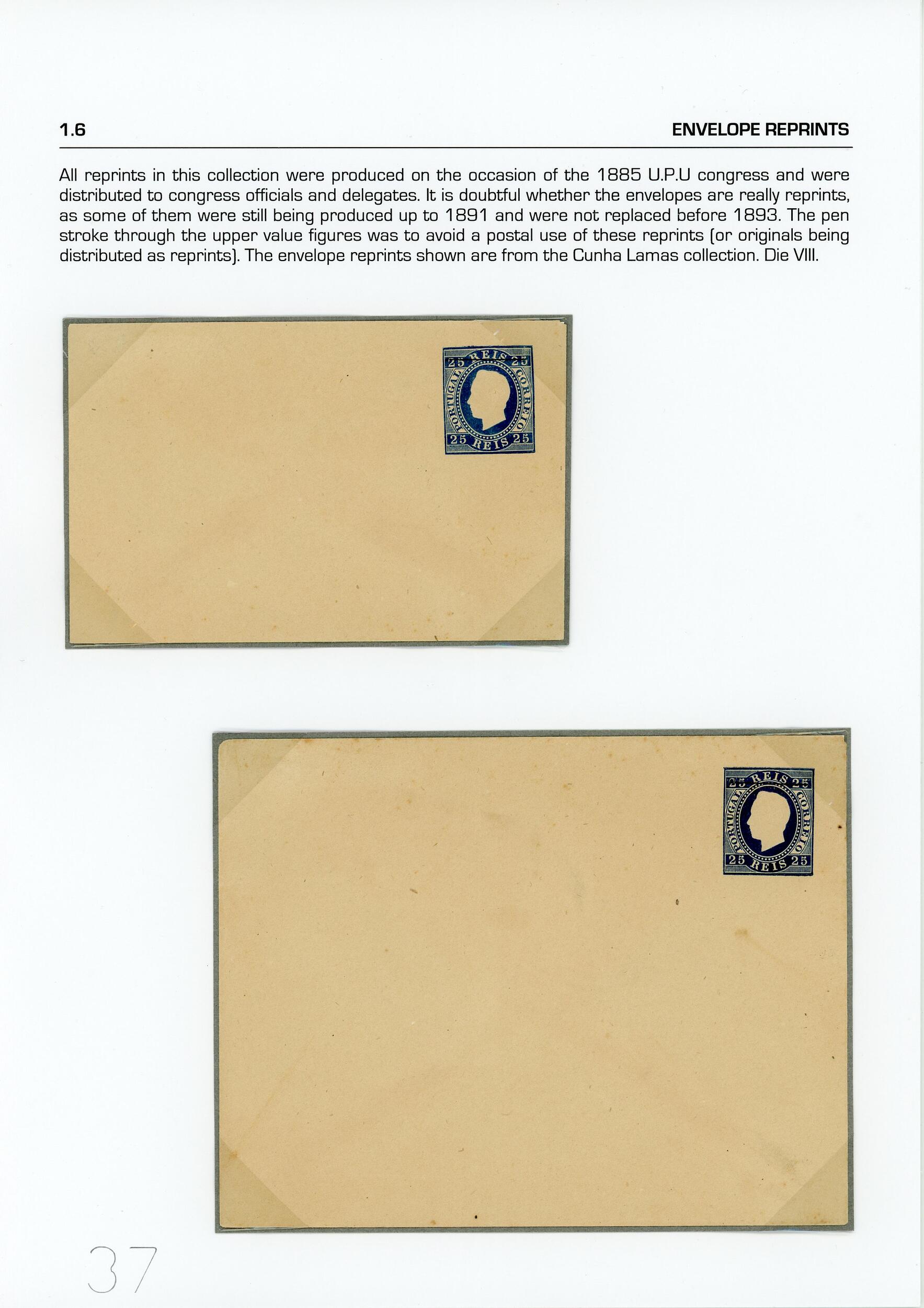 Portugal. Envelopes .D. Luis Right-hand ribbon. Embossed printing. ...
