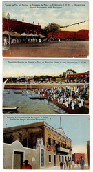 Illustrated Postcards Mozambique. Set of 3 color postcards with views ...