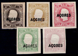 Reprints Azores 1885 * 1868 D. Luis ribbon CURVA. 5 Reprints of the 5 ...