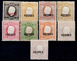 Reprints Azores 1885 * 1871-76 D. Luis right ribbon. 9 Reprints of ...