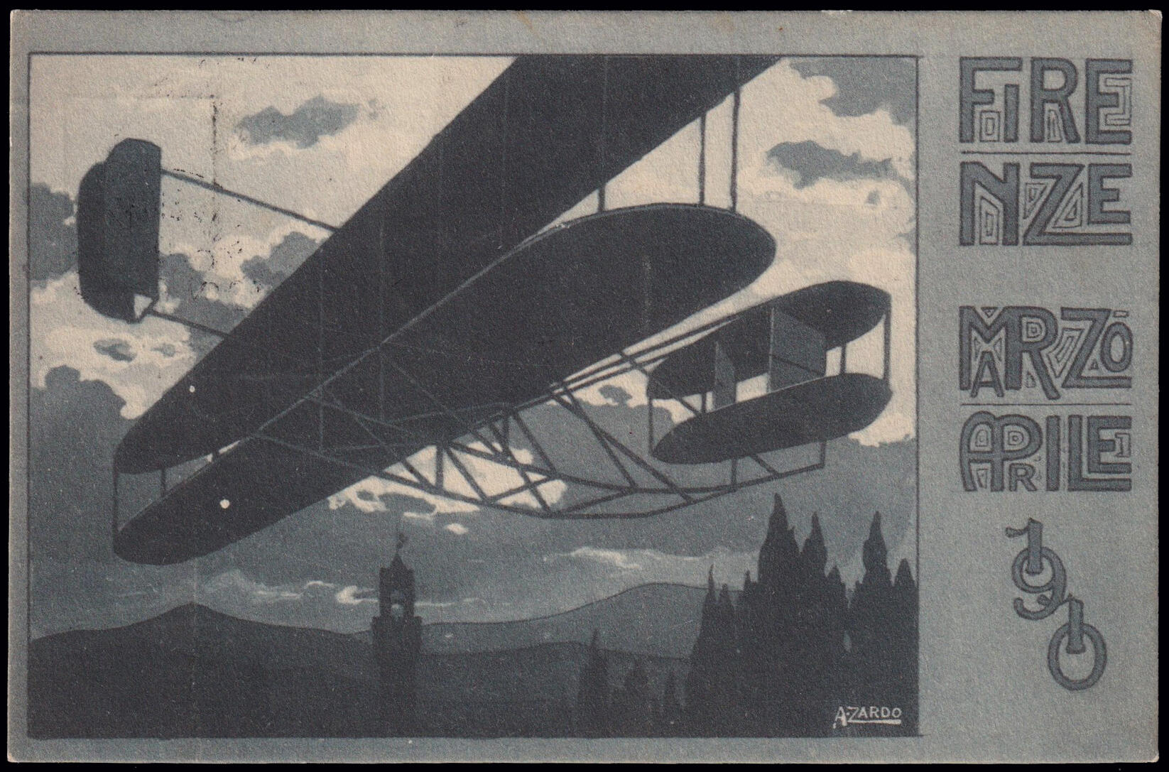 1910 FIRENZE - SPETTACOLI DI AVIAZIONE. "CAMPO d'AVIAZIONE 29 MAR 10" ...