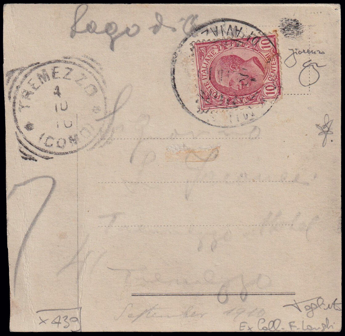 1910 MILANO / CIRCUITO AEREO INTERNAZIONALE. Annullo speciale "Milano ...