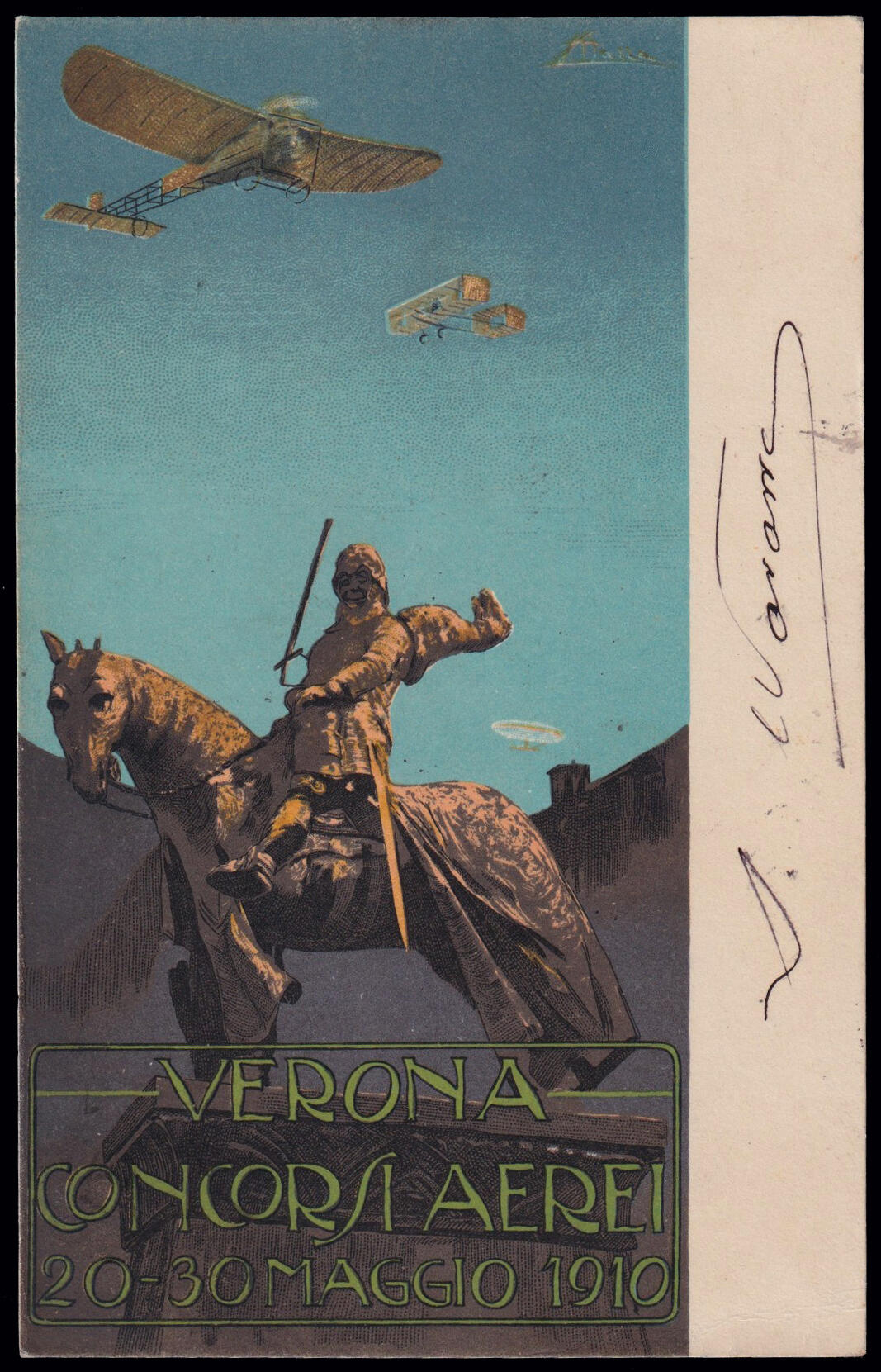 1910 VERONA / CONCORSI AEREI INTERNAZIONALI. Cartolina policroma ...