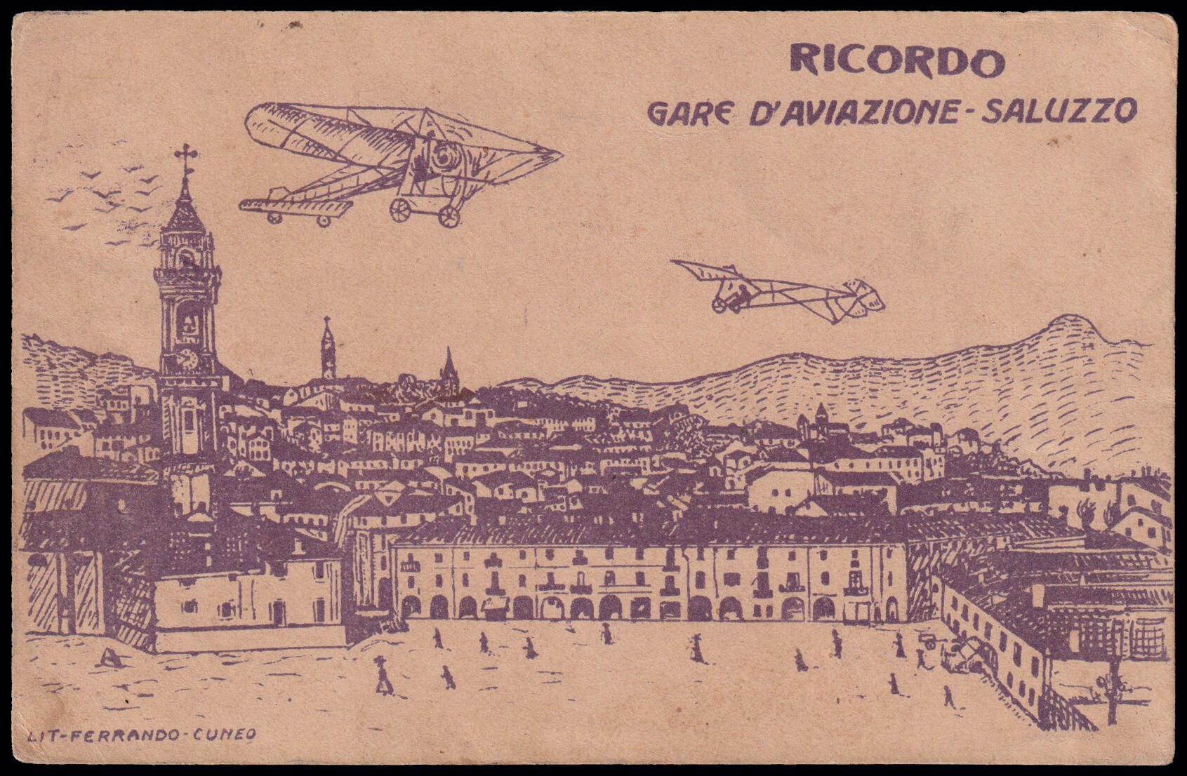 1912 SALUZZO / GARE DI AVIAZIONE. Cartolina "Ricordo / Gare ...
