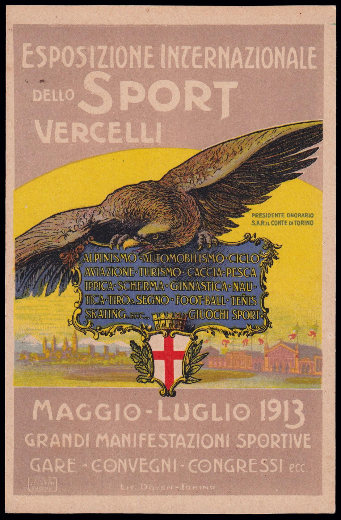 1913 VERCELLI / ESPOSIZIONE INTERNAZIONALE DELLO SPORT. Cartolina ...