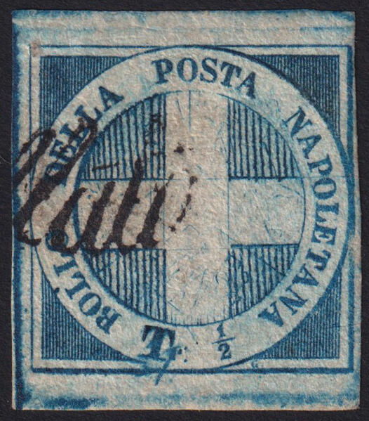 1860 LUOGOTENENZA. Francobollo da 1\2 tornese azzurro "Crocetta" ...