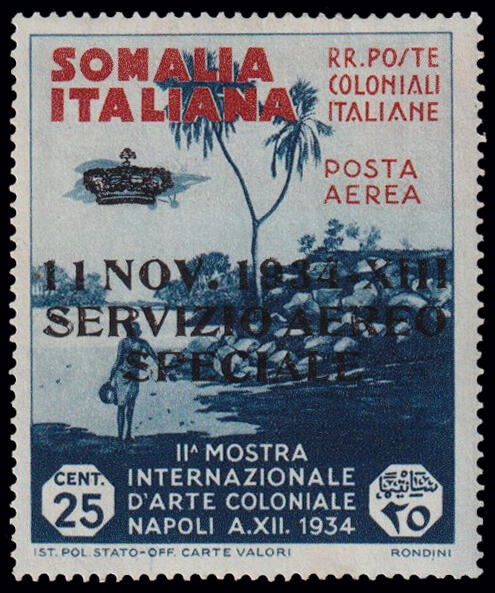 1934 VOLO ROMA - MOGADISCIO. SERVIZIO AEREO si Somalia da 25 ...