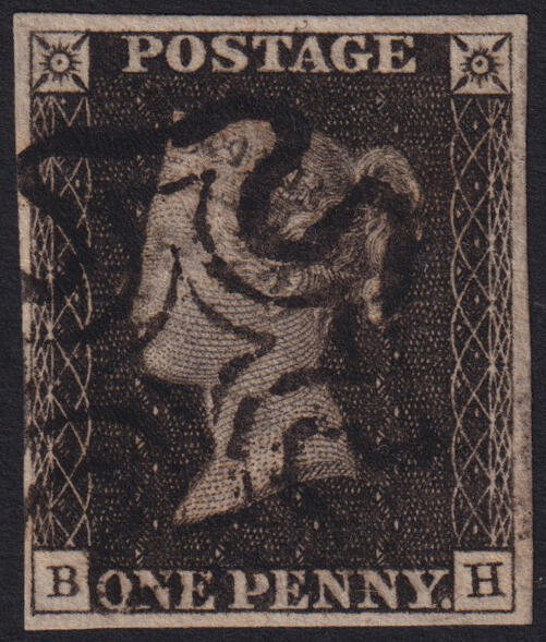 QUEEN VICTORIA 1d.. Plate 8, letters BH, used with black Maltese ...