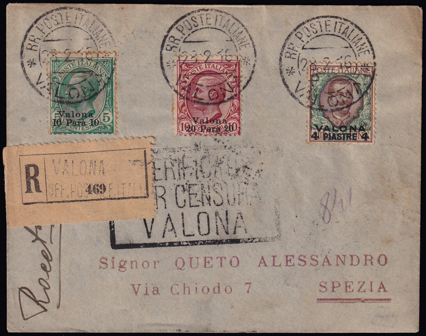 EMISSIONE LOCALE, SOPRASTAMPA IN PIASTRE E PARA. Lettera raccomandata ...