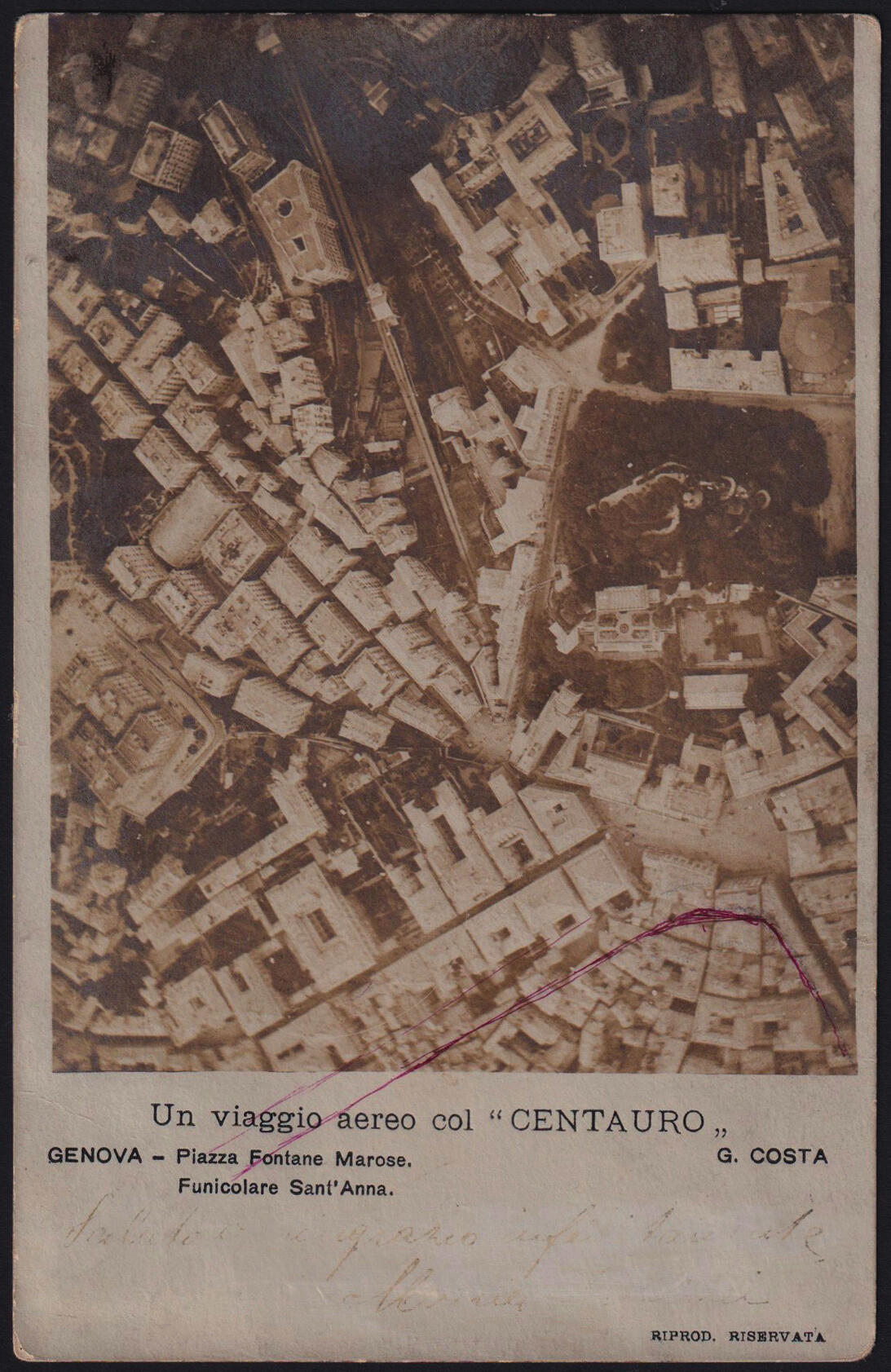 1902 GENOVA - ASCENSIONE LIBERA DEL PALLONE "CENTAURO". Cartolina ...