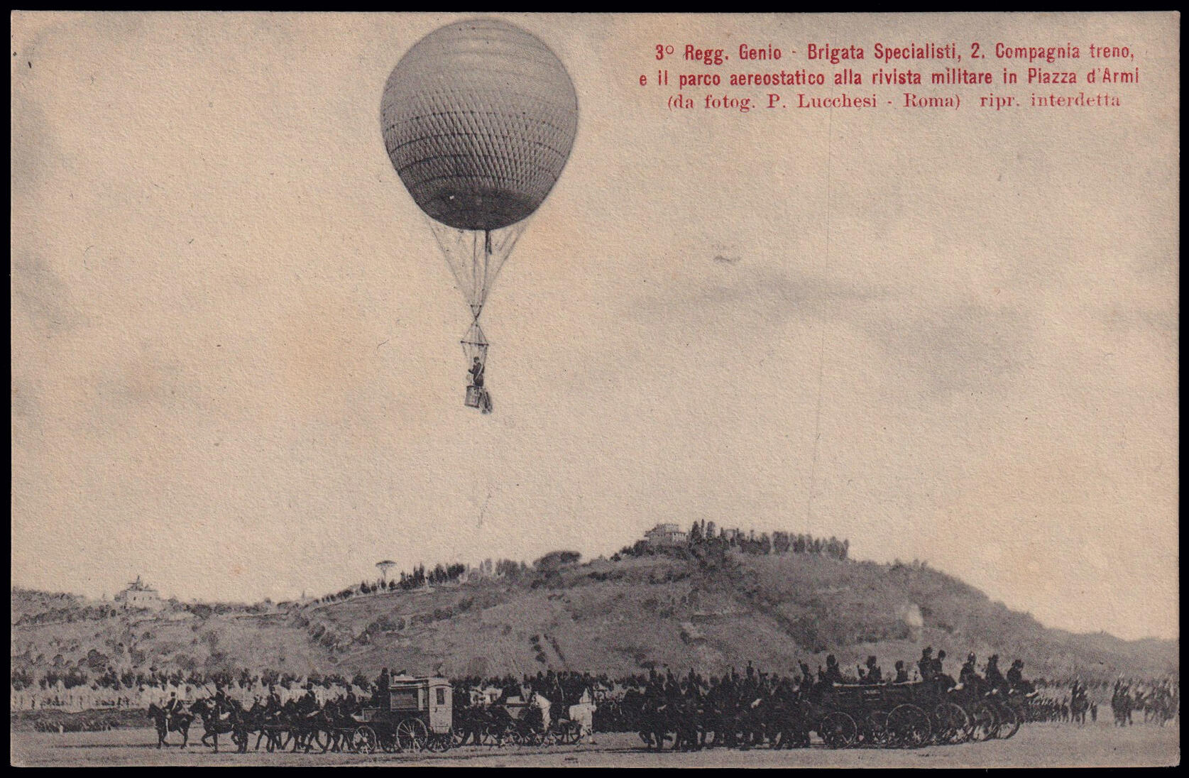 1904 ROMA - ASCENSIONE LIBERA IN PALLONE. Cartolina a stampa "3° ...