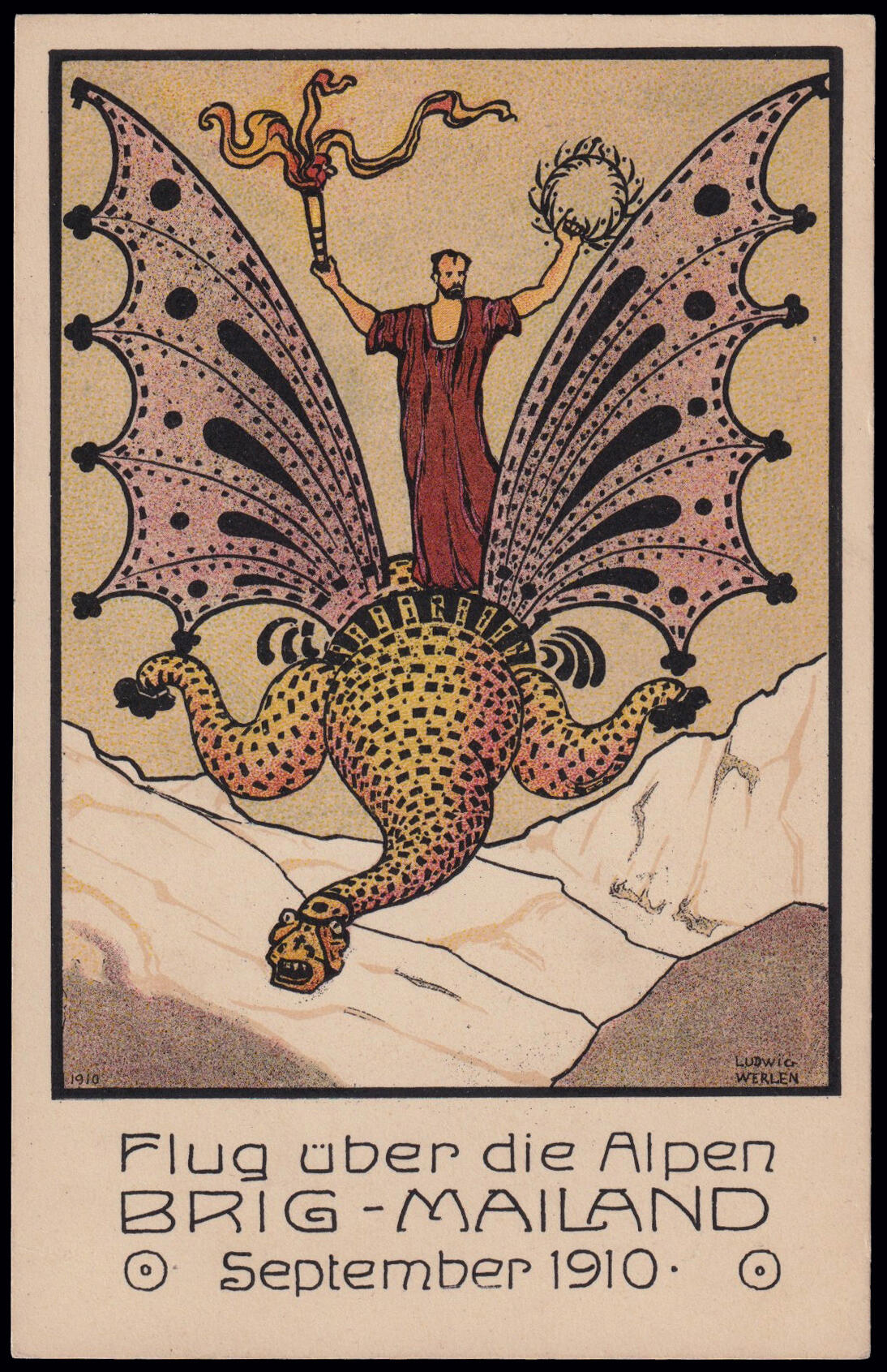 1910 BRIGA - DOMODOSSOLA PRIMA TRAVERSATA DELLE ALPI IN AEROPLANO. ...