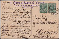 1910 VERONA / CONCORSI AEREI INTERNAZIONALI. Cartolina del Lago di ...