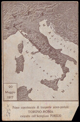 1917 ESPERIMENTI DI POSTA AEREA TORINO - ROMA - TORINO. Cartolina ...