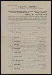 1918 POSTA AEREA PER LE FAMIGLIE DEI TERRITORI INVASI. Prov. di ...