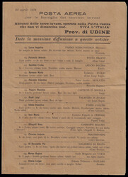 1918 POSTA AEREA PER LE FAMIGLIE DEI TERRITORI INVASI. Prov. di UDINE ...
