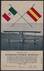 1919 RAID VARESE - BARCELLONA. Volantino verticale con idrovolante e ...
