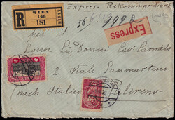1919 VIENNA - PADOVA COLLEGAMENTO POSTALE AEREO. Lotto di una lettera ...