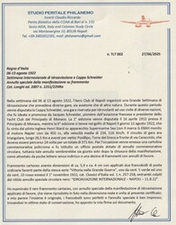 1922 NAPOLI SETTIMANA INTERNAZIONALE DI IDROAVIAZIONE. Frammento ...