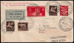 1930 PRIMO CORRIERE ITALIANO SULLA ROTTA ESTIVA VIENNA - KARACHI. ...
