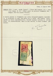 LEONI FALSO DI INTRA. Frammento di cartolina affrancato con un ...