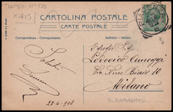 1908 PIACENZA ASCENSIONI AEROSTATICHE. Cartolina policroma verticale ...