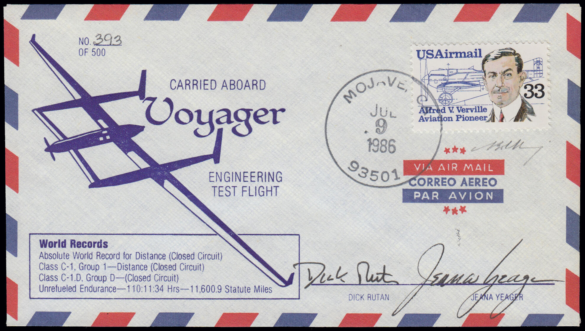 1986 VOYAGER TEST. ENGINEERING TEST FLIGHT n. 393 annullato in data 9 ...