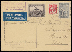 1934 S.A.N.A. VOLO BRUXELLES - ROMA - VOLO DI RITORNO. Cartolina ...
