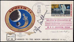 APOLLO XIV. Cosmogram n°46/55 franked with the 10 cent stamp ...