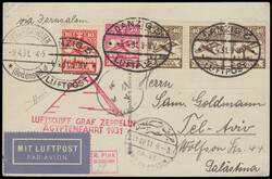 1931 AGYPTENFAHRT DANZIG - TEL AVIV. Zeppelin postcard with Danzig ...