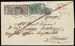 I EMISSIONE - FRAZIONATI. Lettera spedita da Roma per Firenze il 12 ...